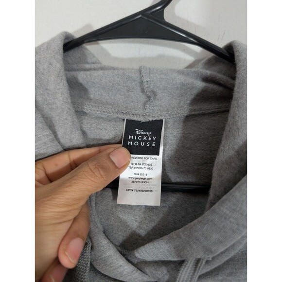 Disney Mickey Mouse Hoodie Women Sz L Gray Long Sleeve Pullover Sweatshirt - Picture 5 of 7